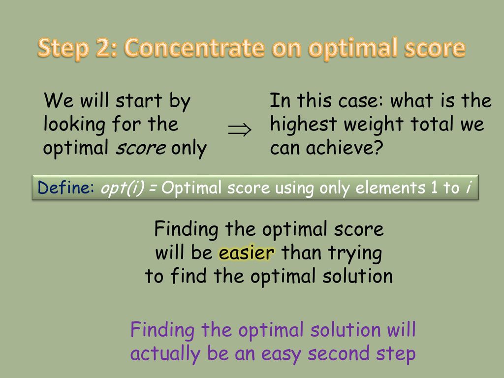 Step 2: Concentrate on optimal score