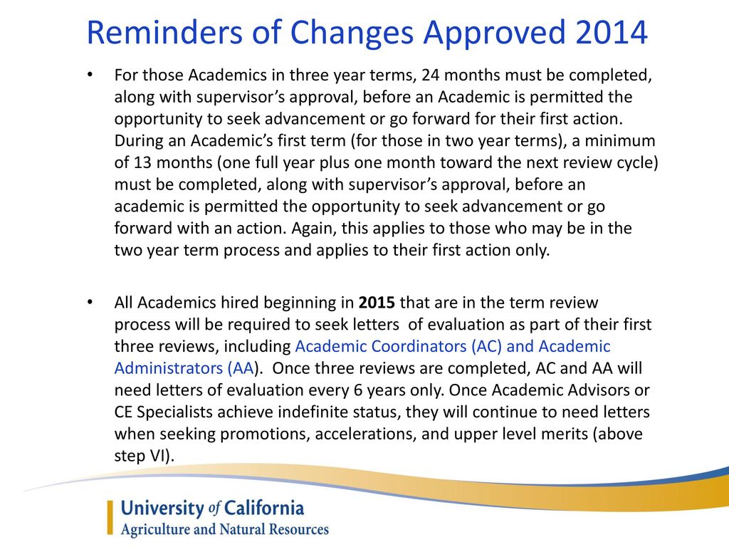 Reminders of Changes Approved 2014