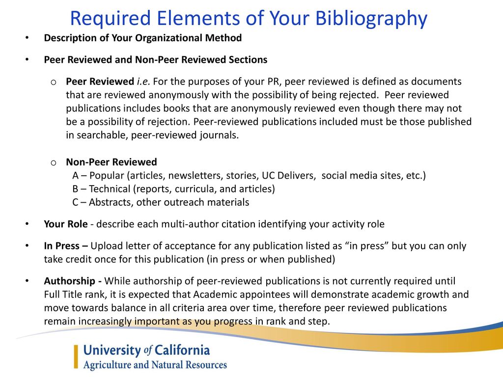 Required Elements of Your Bibliography
