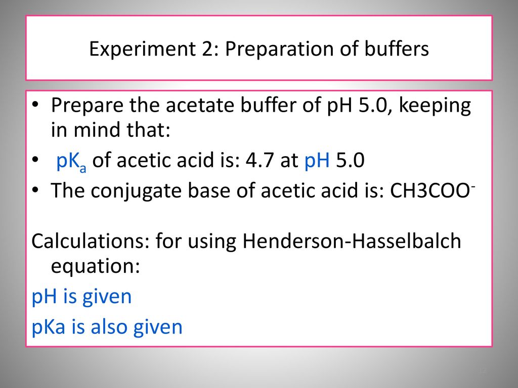 Experiment 2: Preparation of buffers