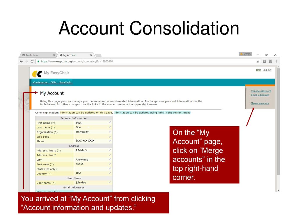 How to consolidate easychair accounts ppt download