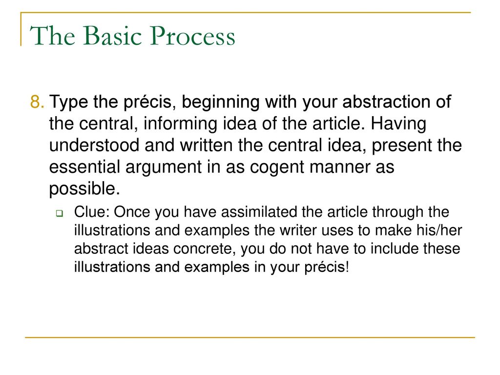 Writing a Précis: An Essential Part of Research - ppt download