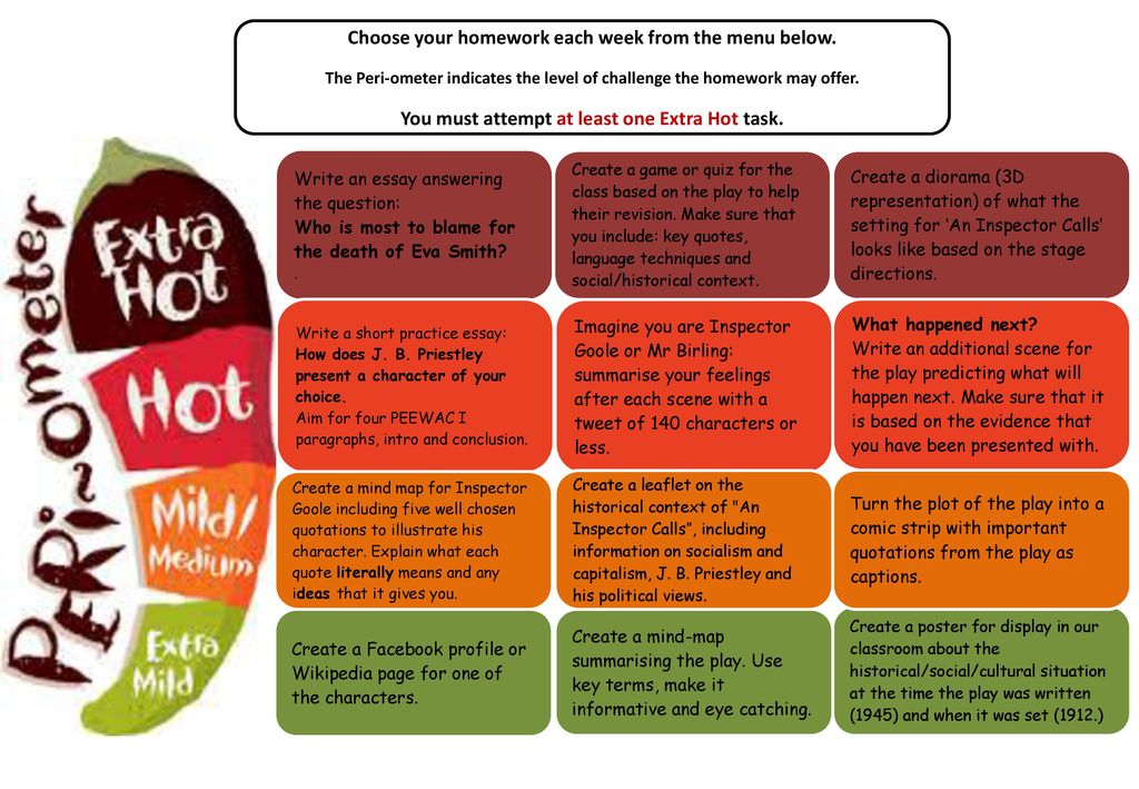 Choose Your Homework Each Week From The Menu Below Ppt Download