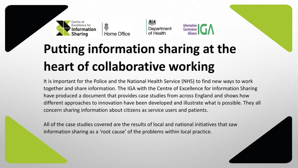 Putting information sharing at the heart of collaborative working