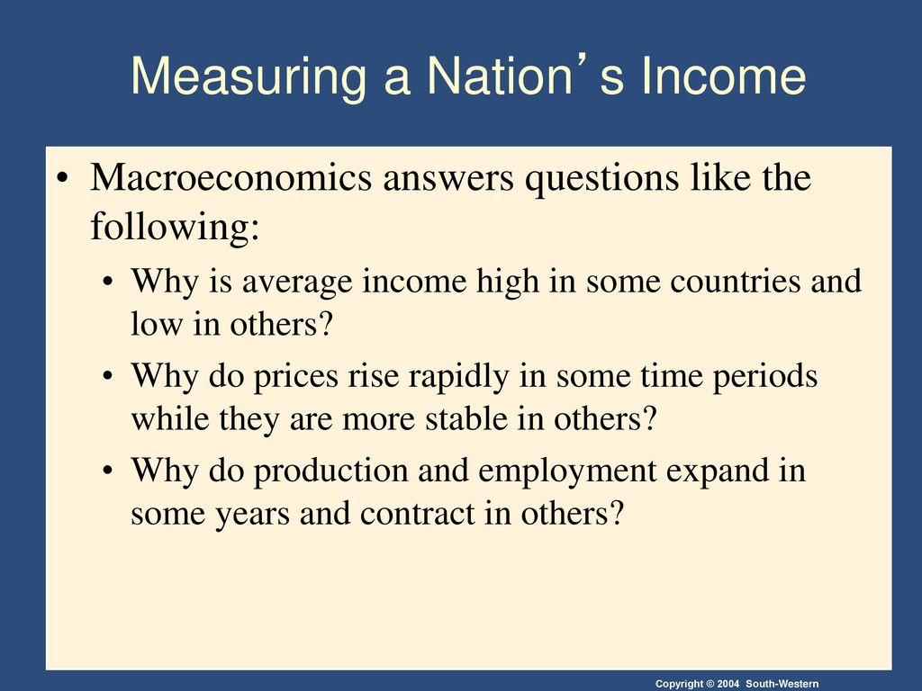 Answer the questions in your country. Questions about Countries. National Income. National Income is measured of. Answer the questions about the Countries in 1.