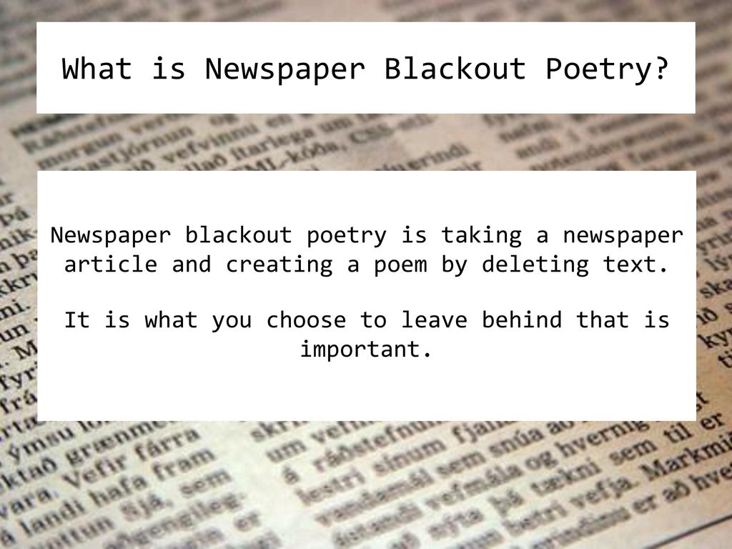 What is Newspaper Blackout Poetry