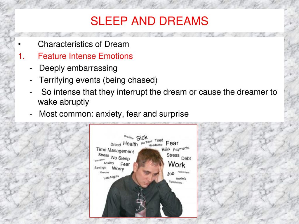 SLEEP AND DREAMS Characteristics of Dream Feature Intense Emotions