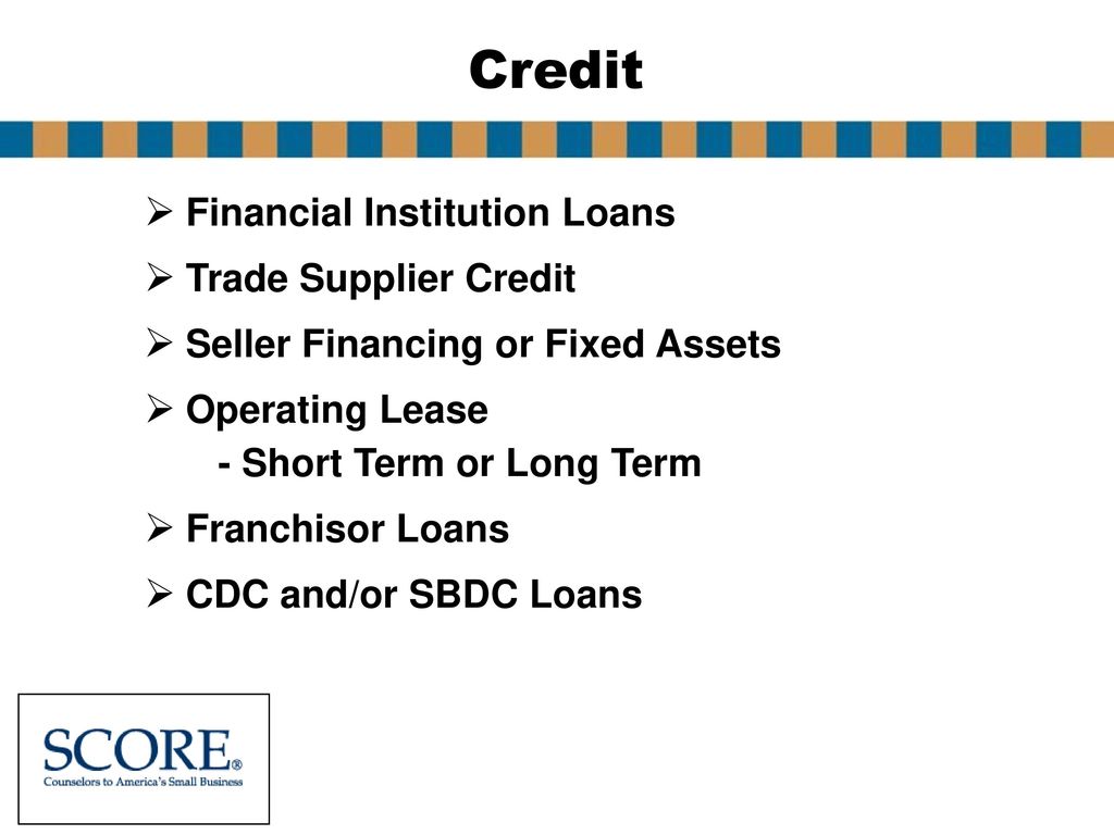 Credit Financial Institution Loans Trade Supplier Credit