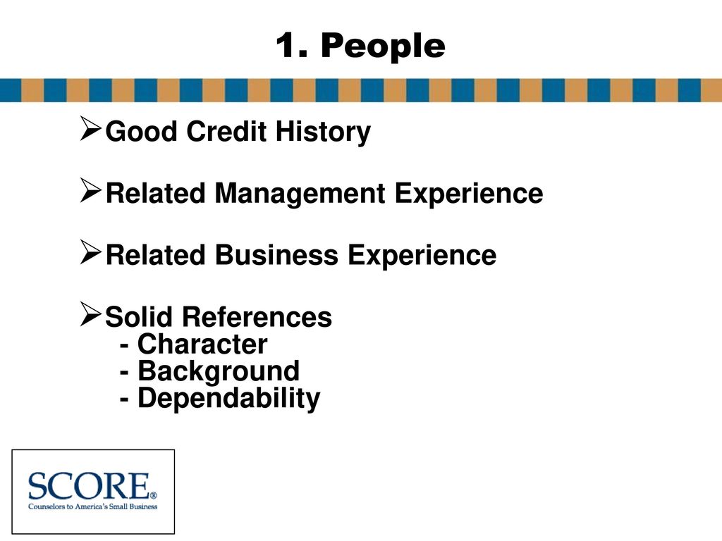 1. People Good Credit History Related Management Experience