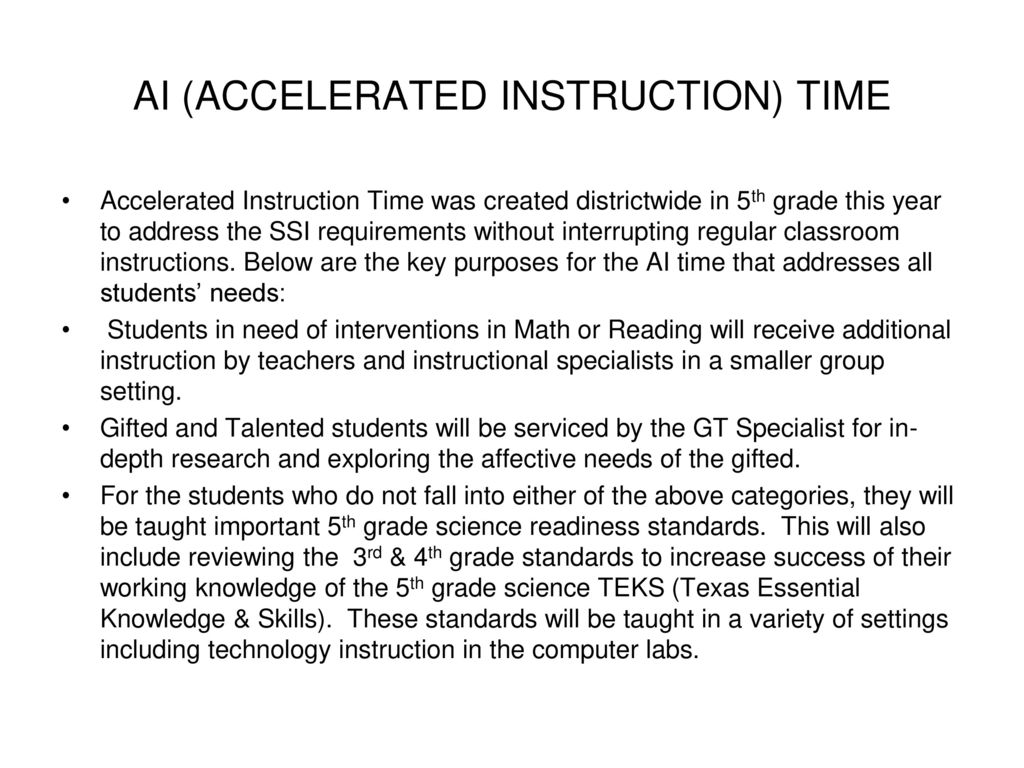 AI (ACCELERATED INSTRUCTION) TIME