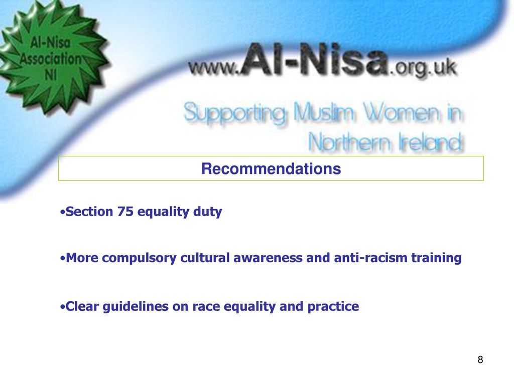 Recommendations Section 75 equality duty