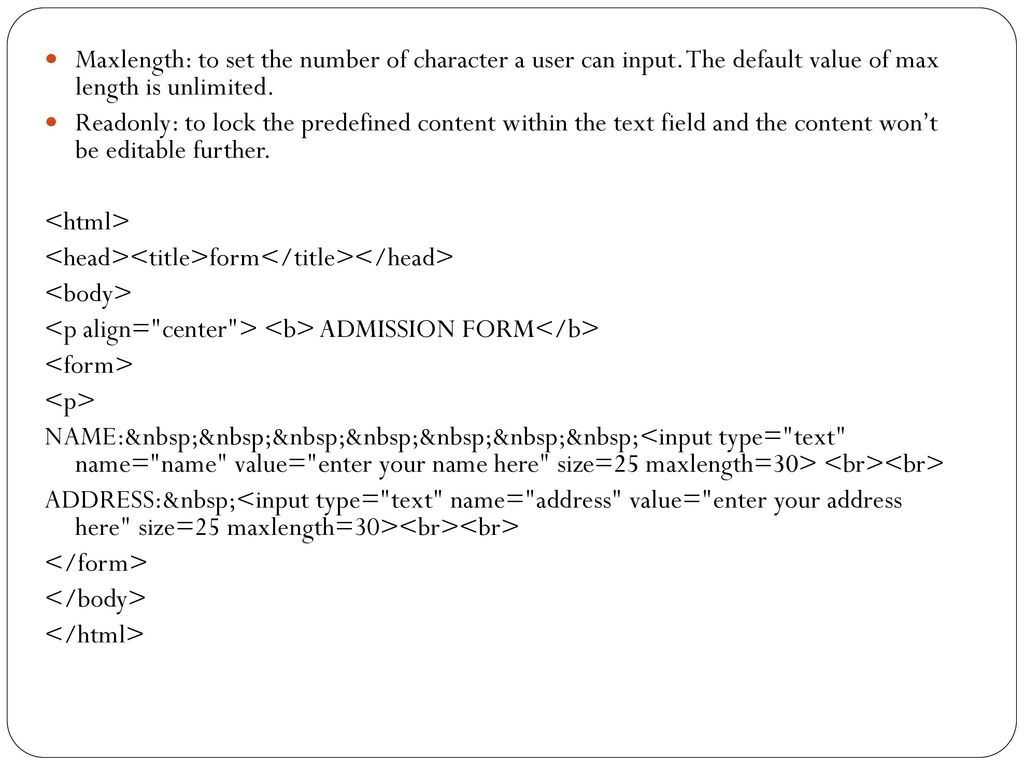 Forms in html ppt download