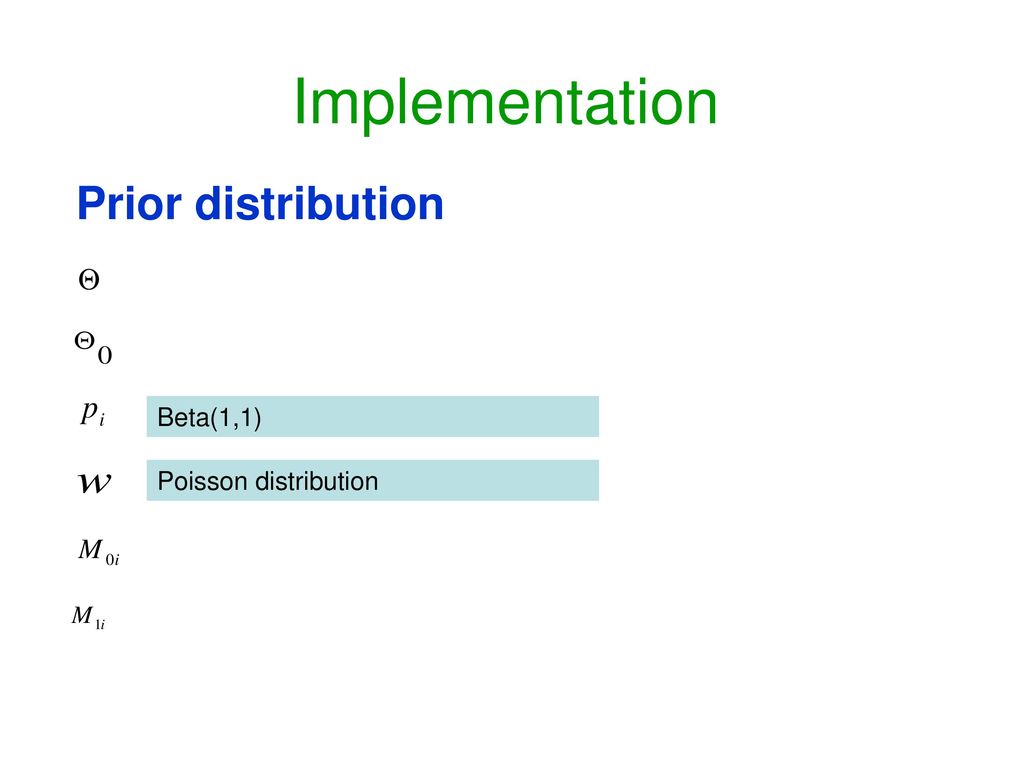 Implementation Prior distribution Beta(1,1) Poisson distribution