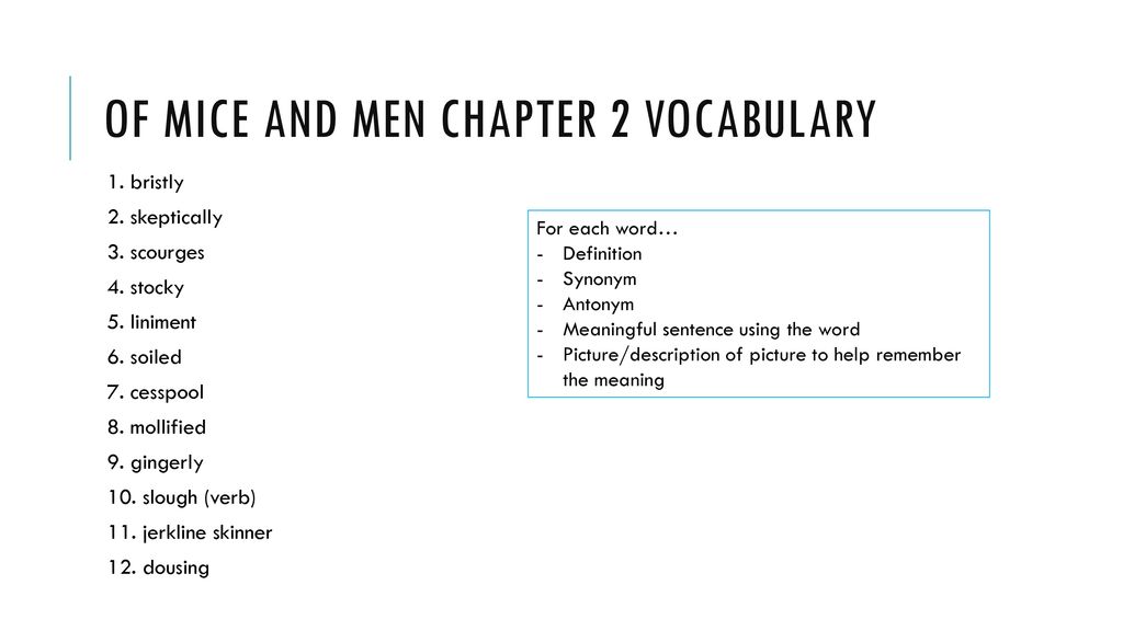 Of Mice and Men Chapter 1 Vocabulary - ppt download