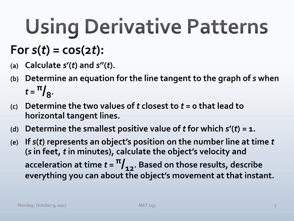Using Derivative Patterns