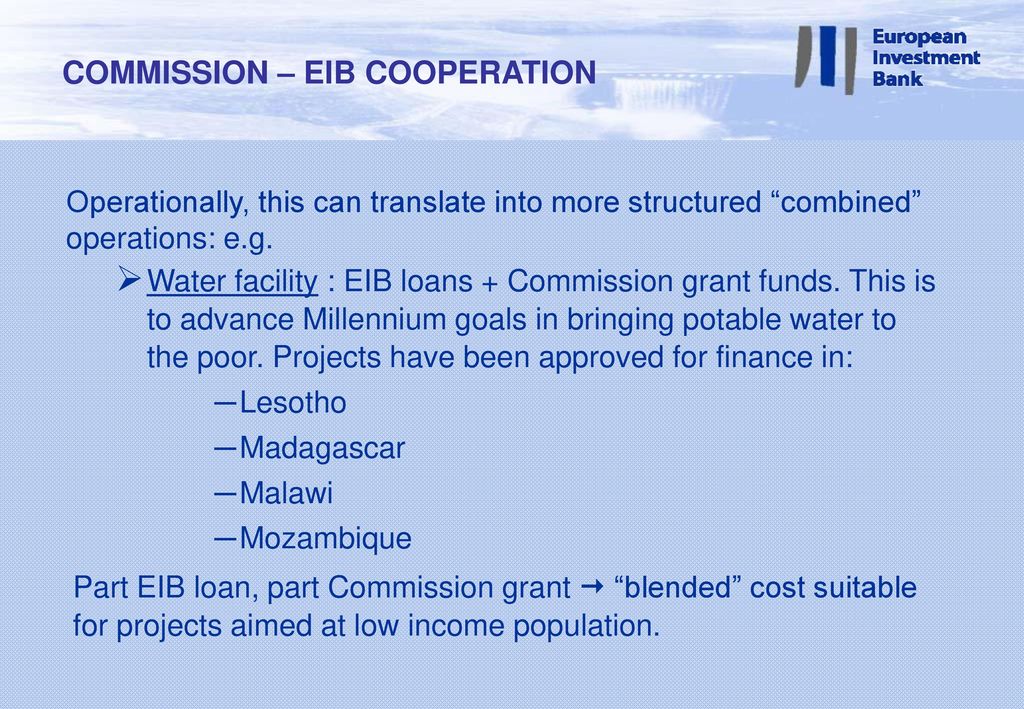 European Investment Bank Workshop On Large Project Finance Ppt
