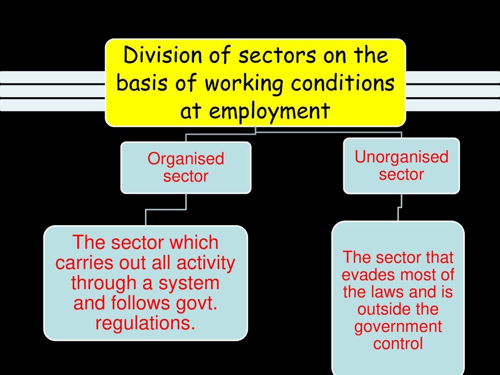 Division of sectors on the basis of working conditions at employment