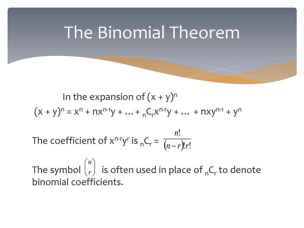 The Binomial Theorem Ppt Download 4619