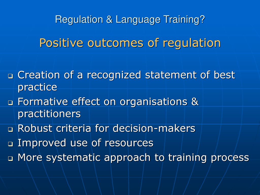 Regulation & Language Training