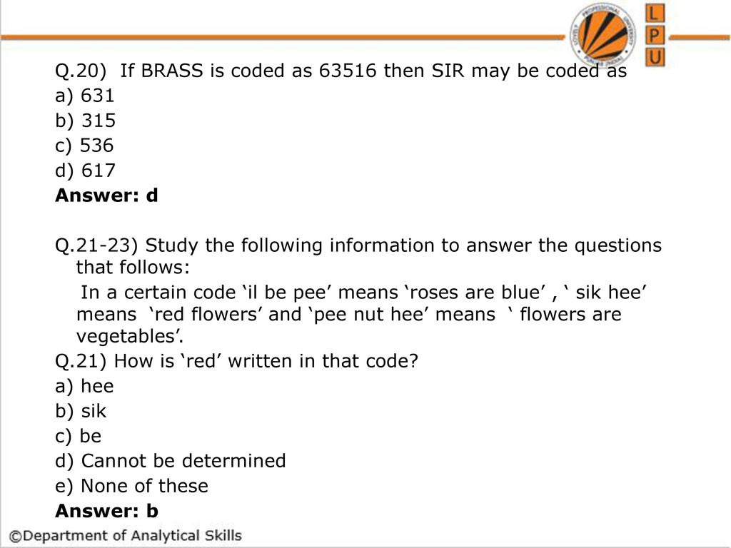 Coding Decoding-Practice questions - ppt download