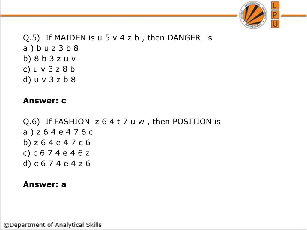 Coding Decoding Practice Questions Ppt Download