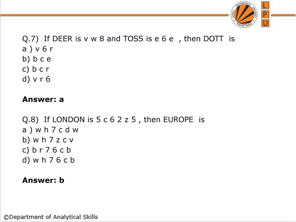 Coding Decoding Practice Questions Ppt Download
