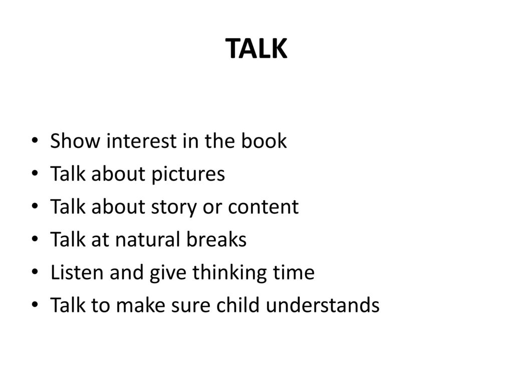TALK Show interest in the book Talk about pictures