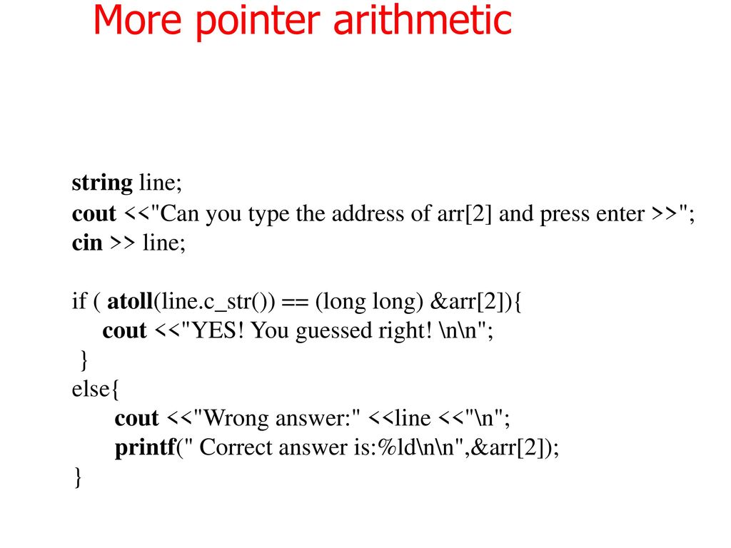 C/C++: type sizes in memory pointers - ppt download