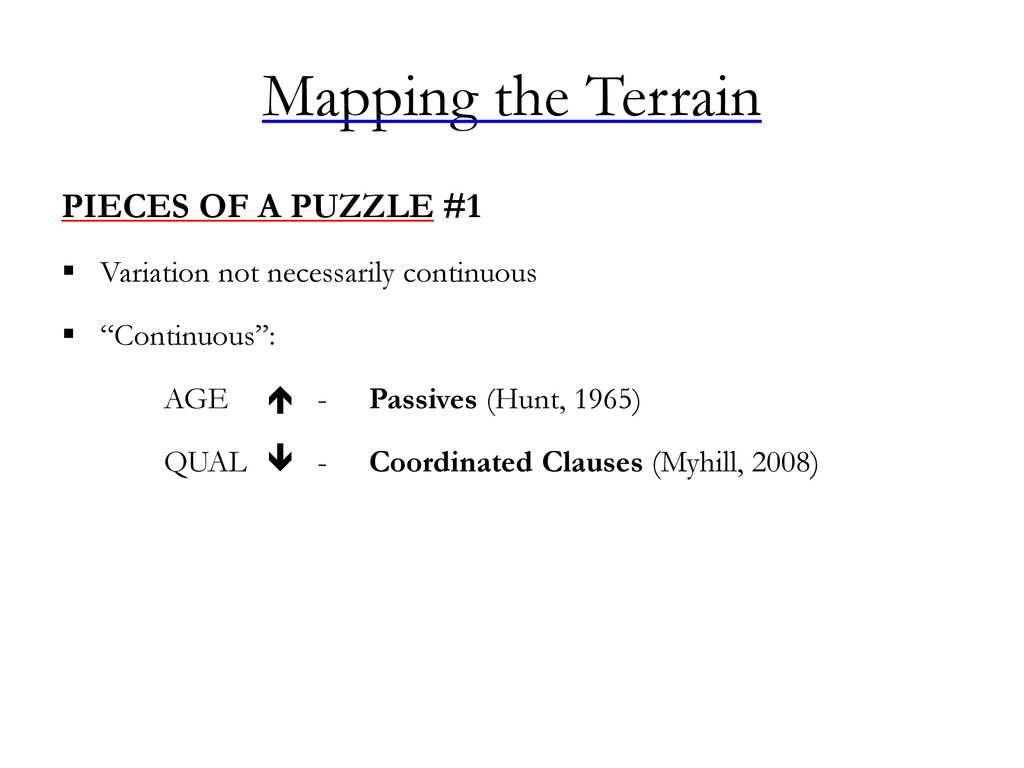 Mapping the Terrain PIECES OF A PUZZLE #1