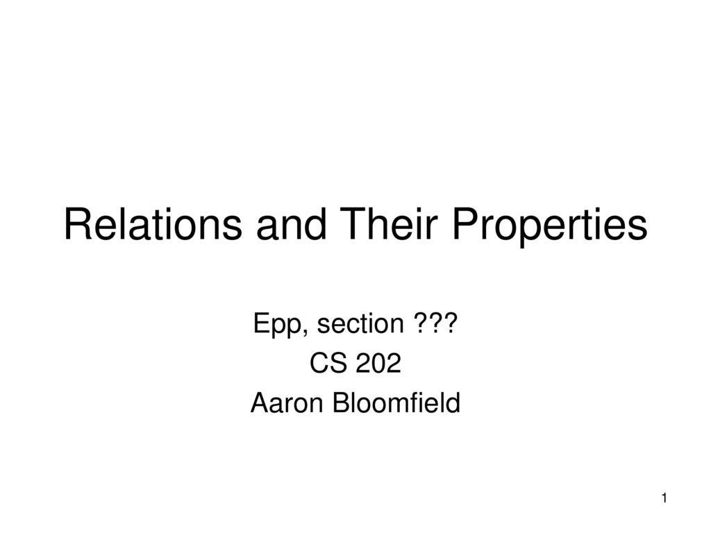 Relations And Their Properties - Ppt Download