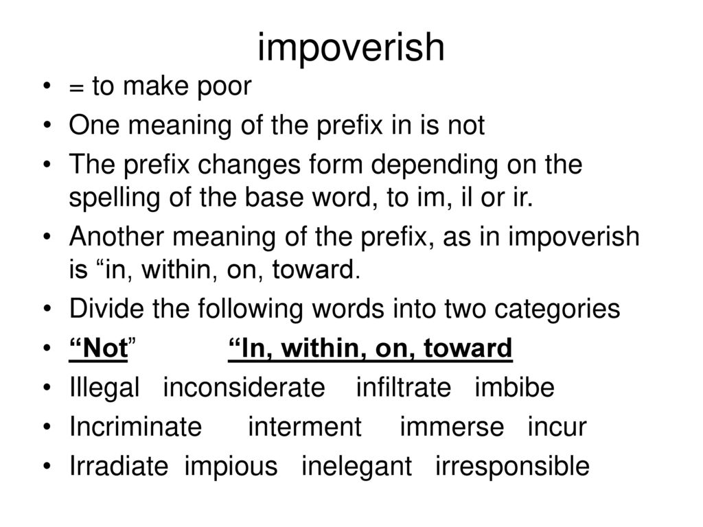 Impoverish V Use Context Clues To Develop A Definition Of The