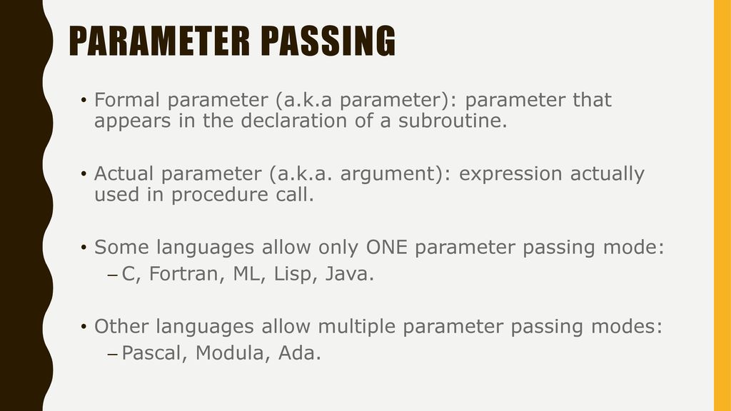 Parameter passing module 12 3 cop4020 programming language concepts