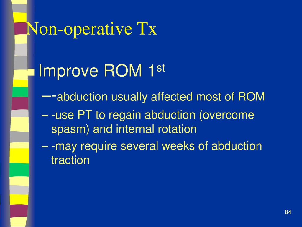Non-operative Tx Improve ROM 1st