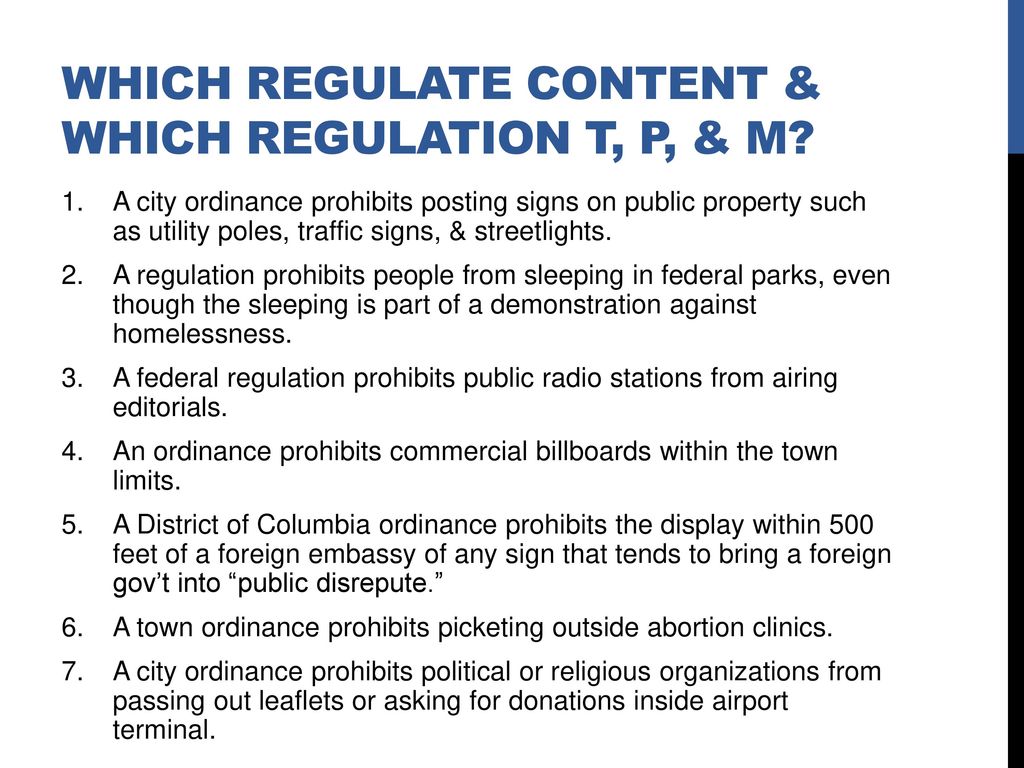 Which regulate content & Which regulation t, p, & m
