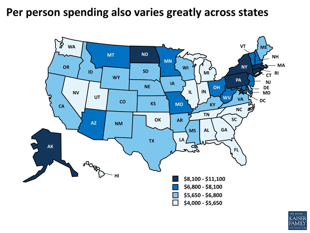 Per person spending also varies greatly across states