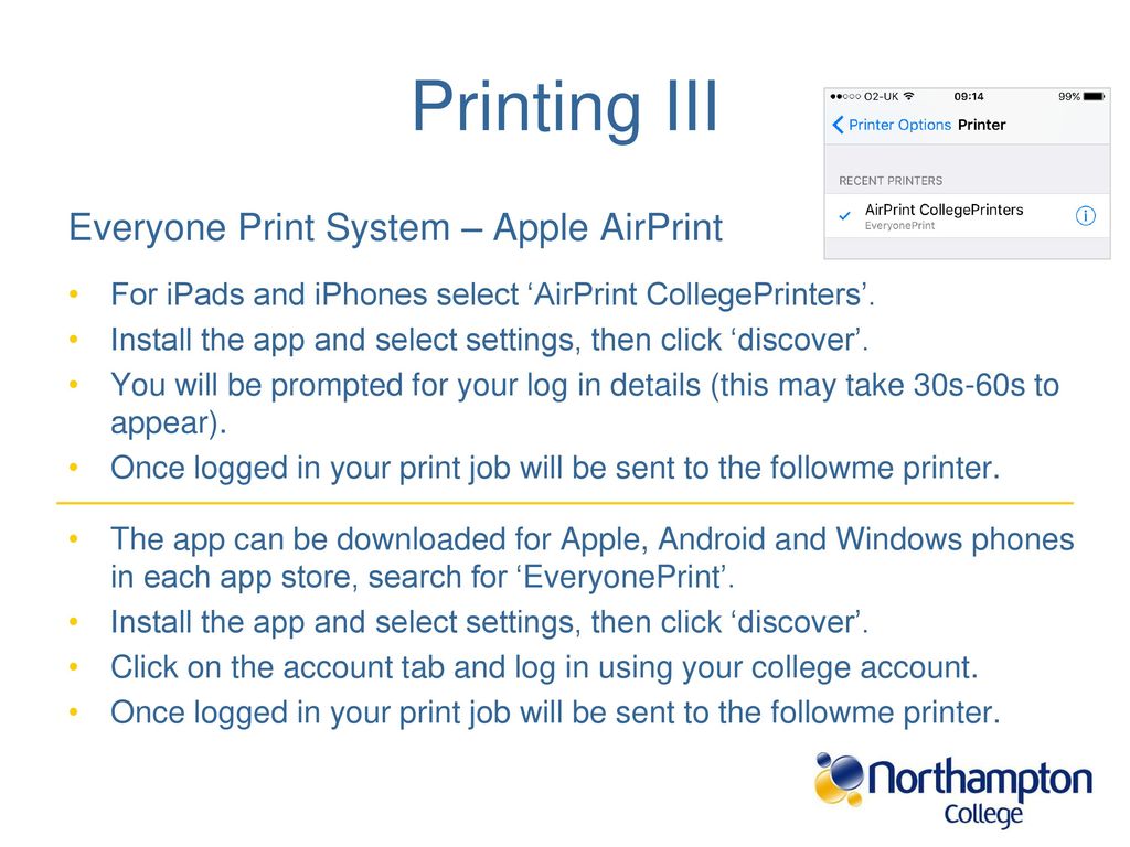 Printing III Everyone Print System – Apple AirPrint
