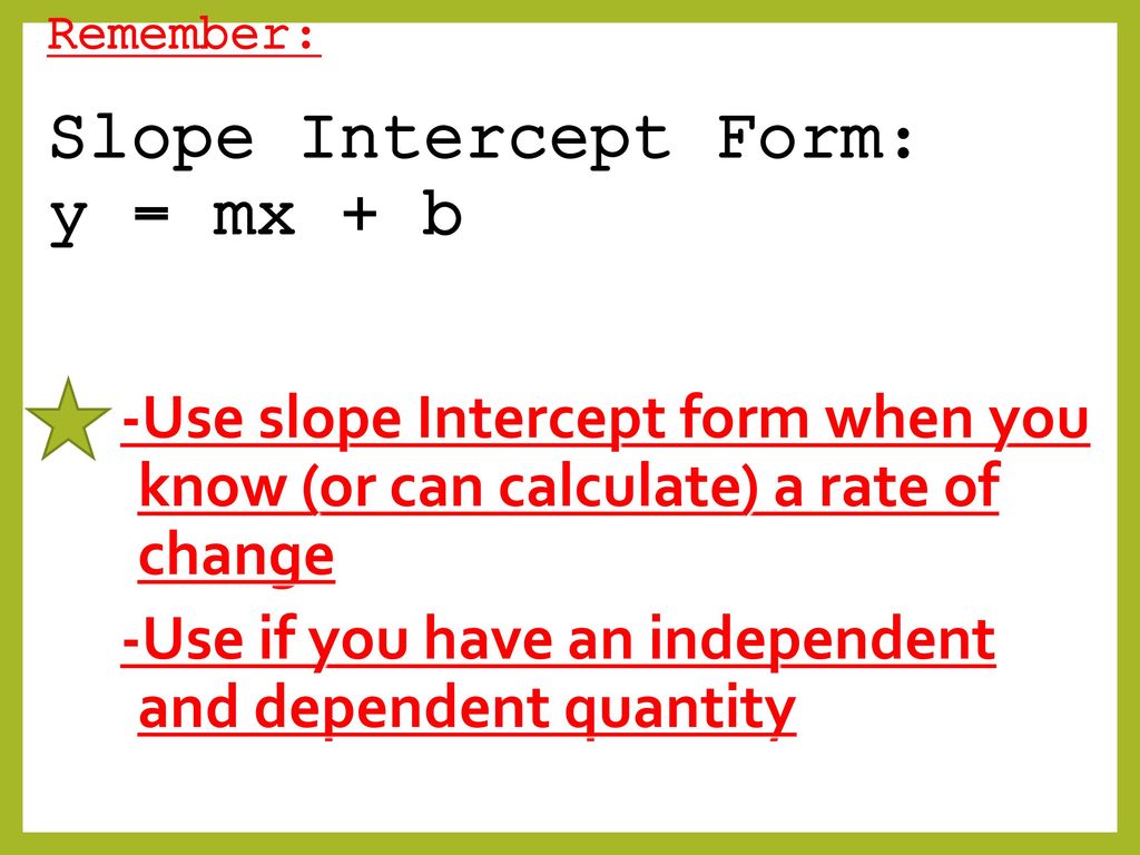 Using Equations In Standard And Slope Intercept Form - Ppt Download