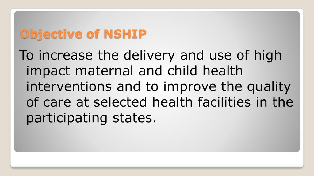 NIGERIA STATE HEALTH INVESTMENT PROJECT IN NASARAWA STATE Update on