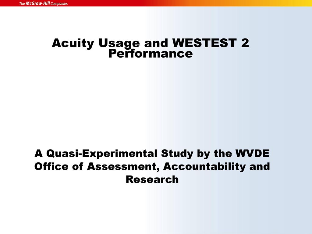 Acuity Usage and WESTEST 2 Performance