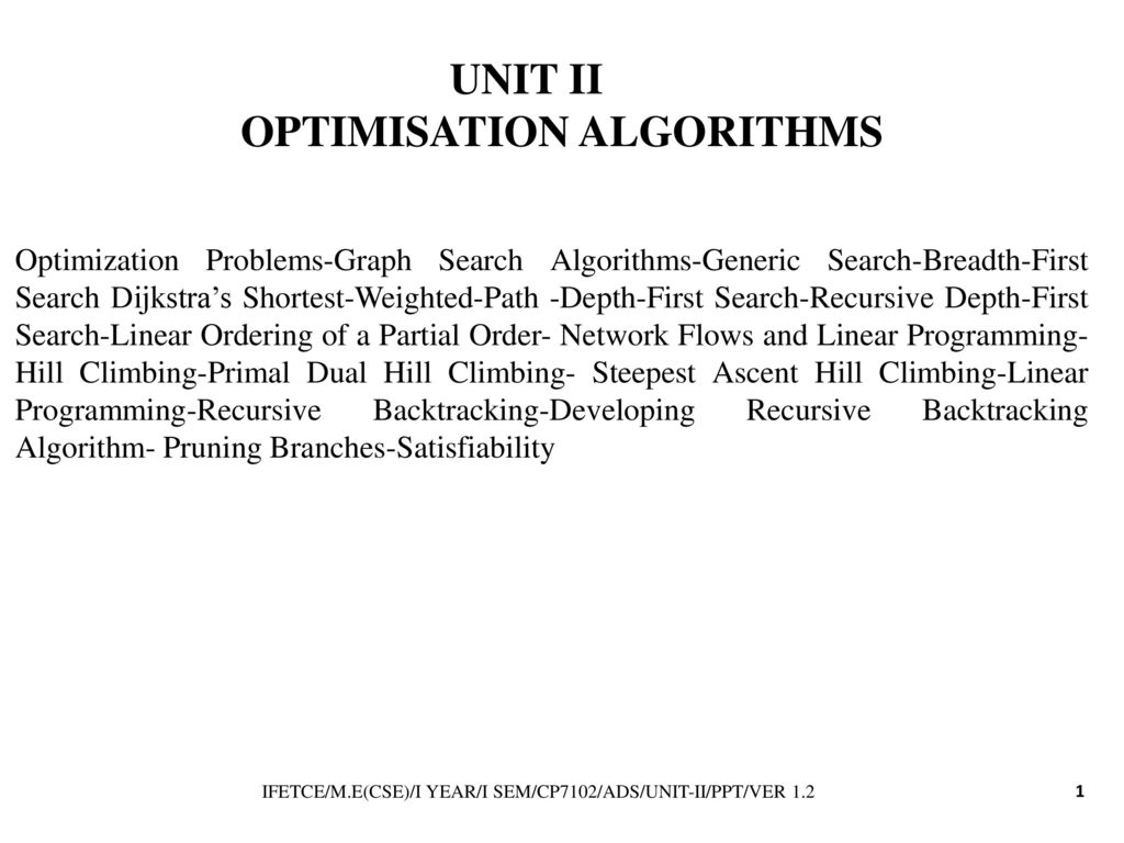 UNIT II OPTIMISATION ALGORITHMS - ppt download