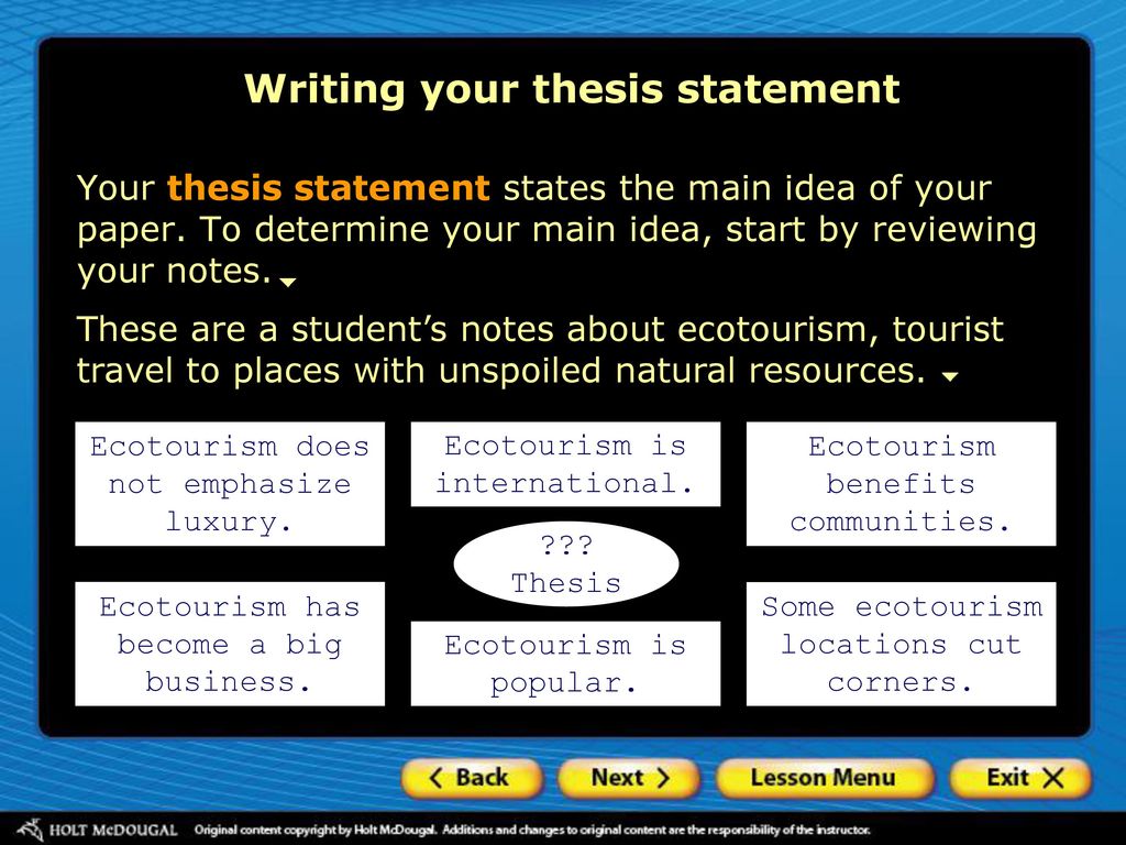 Organizing Ideas Introduction Writing your thesis statement - ppt download