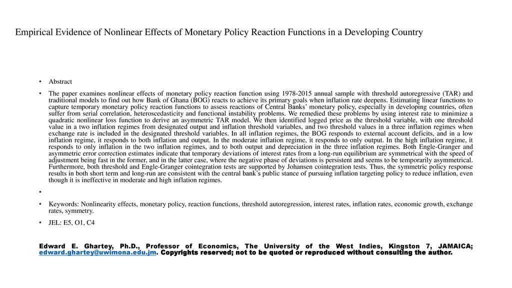 Empirical Evidence Of Nonlinear Effects Of Monetary Policy
