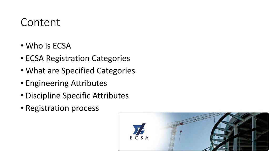 Content Who is ECSA ECSA Registration Categories