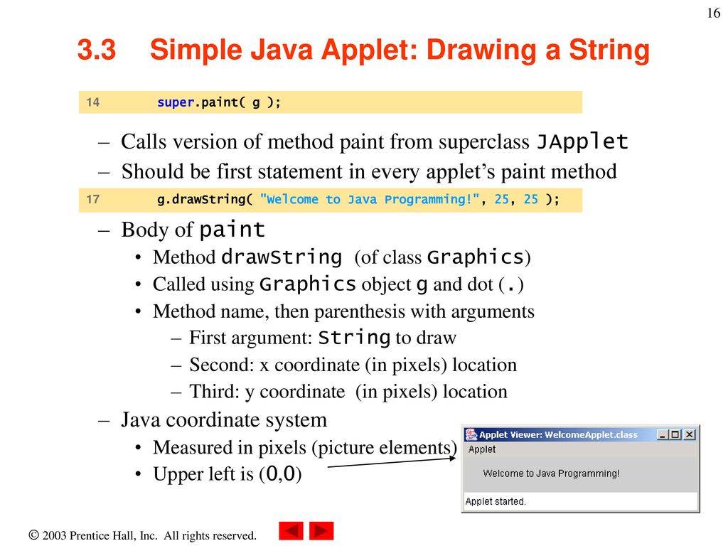 3.3 Simple Java Applet: Drawing a String