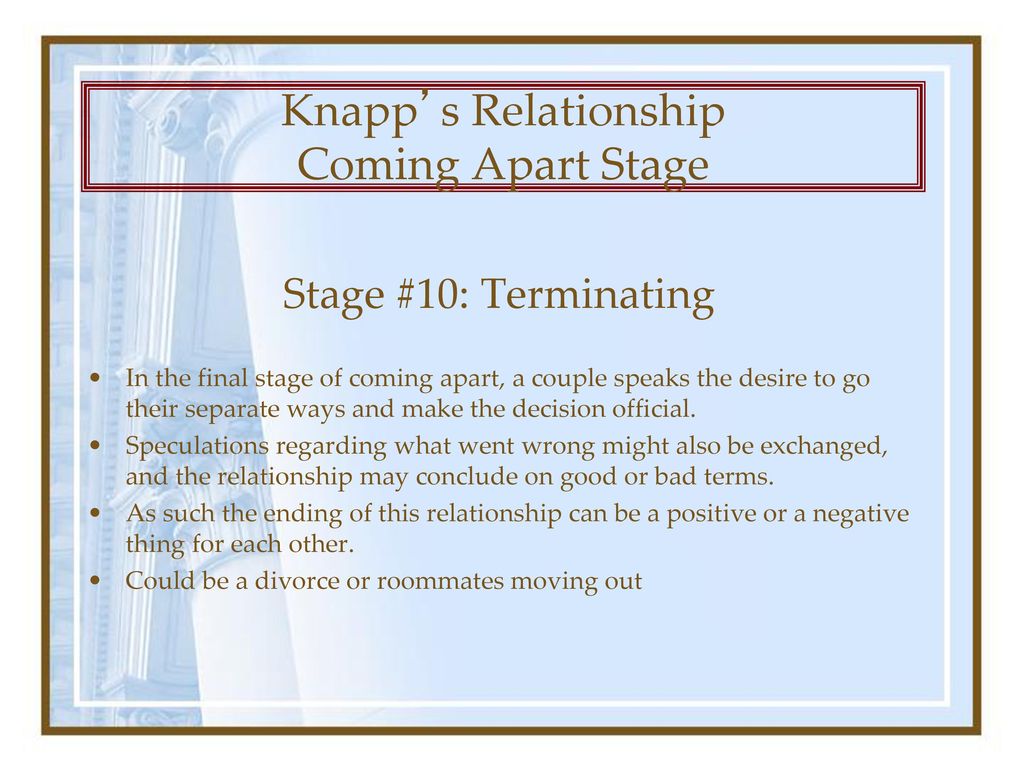 Knapp’s Relationship Coming Apart Stage