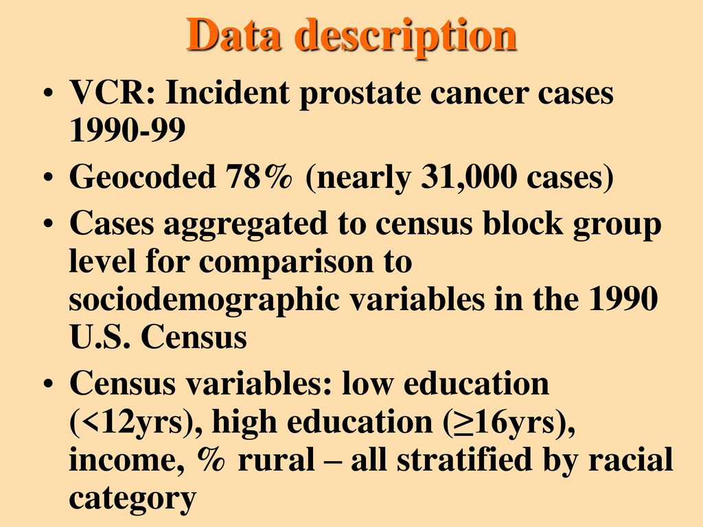 Data description VCR: Incident prostate cancer cases