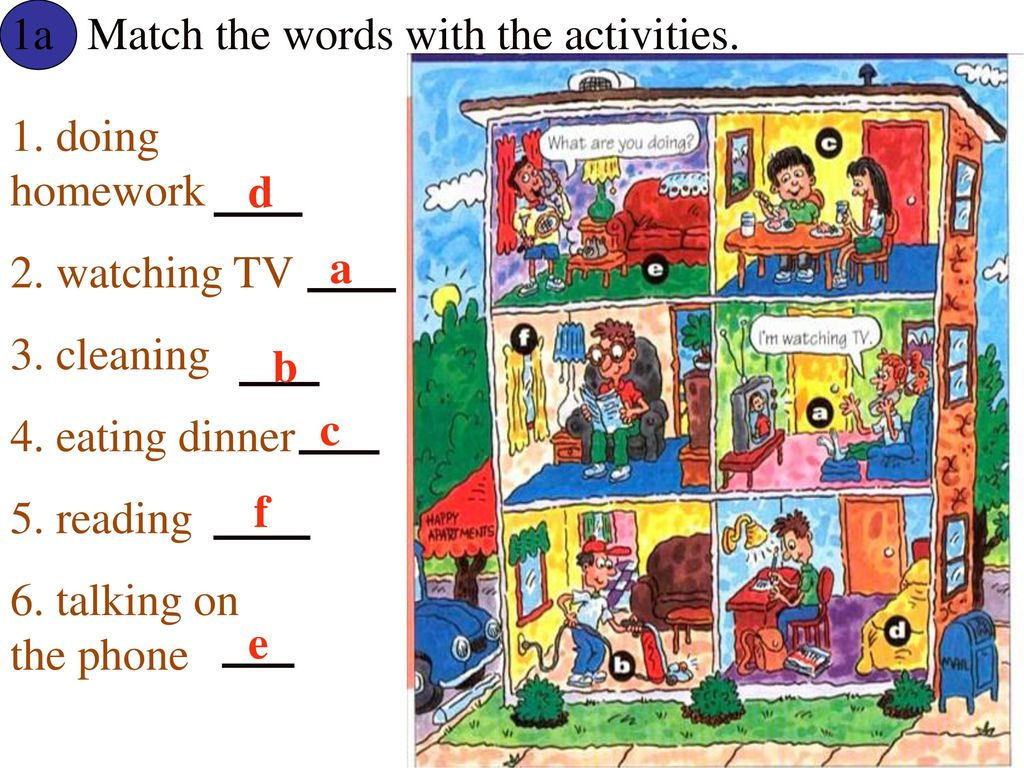 1a Match the words with the activities.