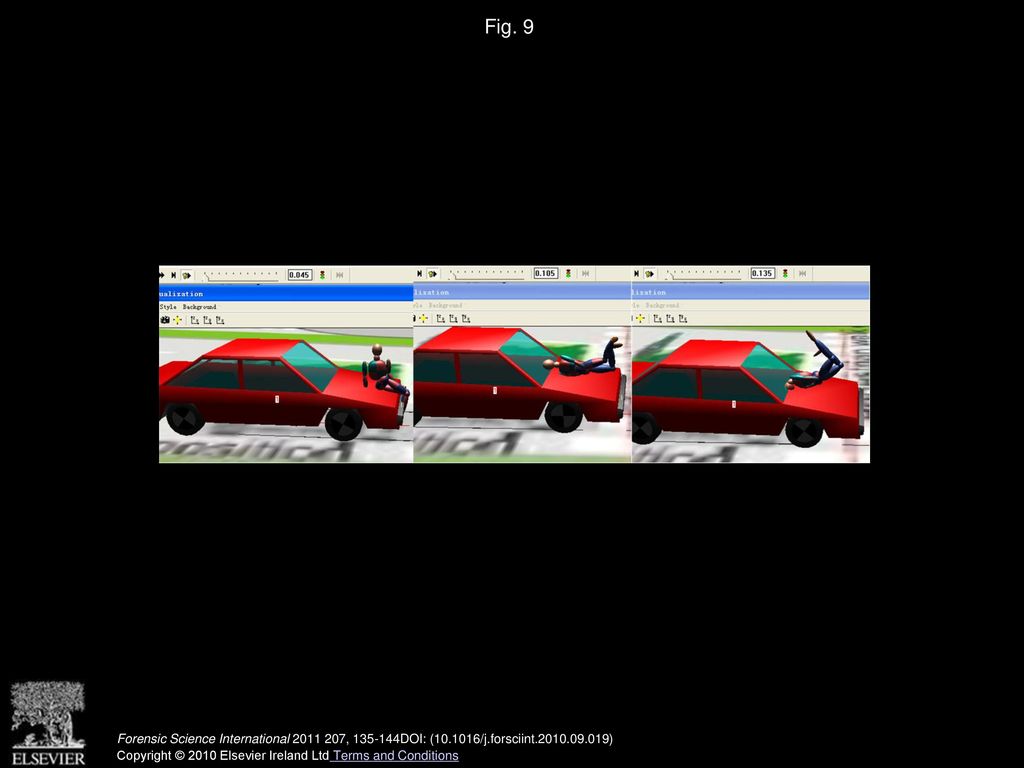 Fig. 9 Relative position of vehicle and pedestrian in simulation.