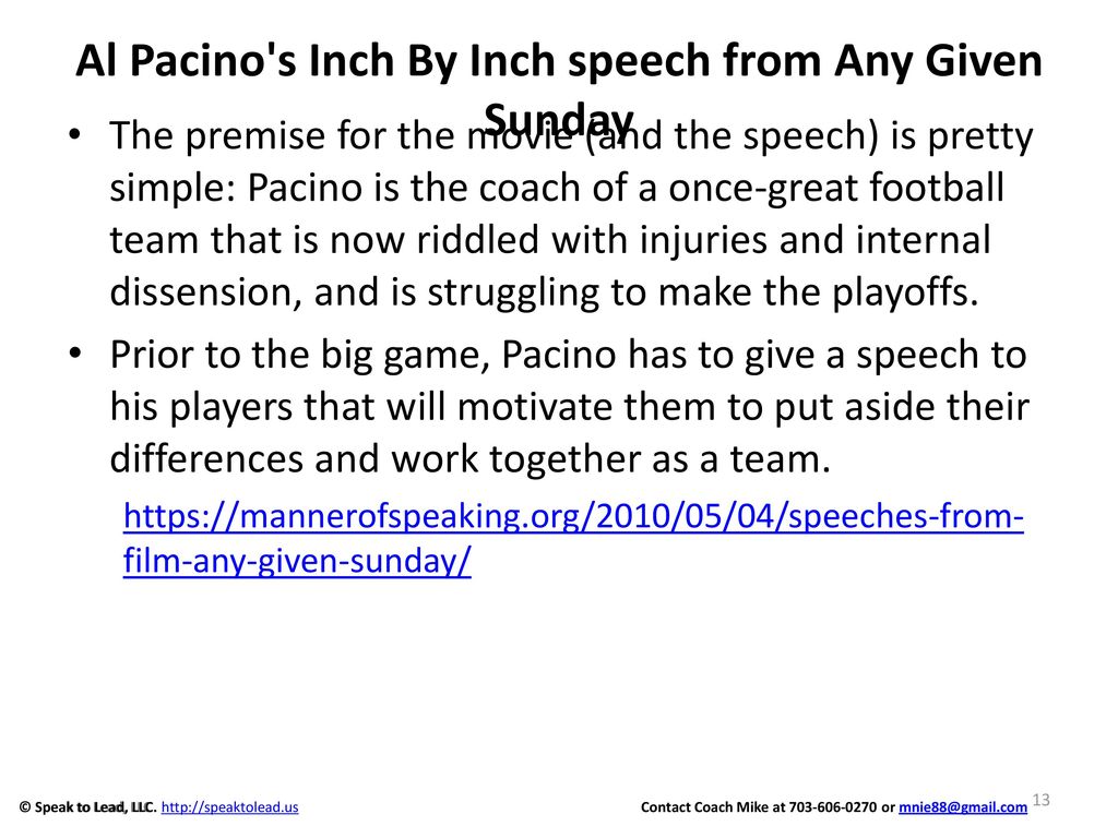 Any Given Sunday - Inch By Inch