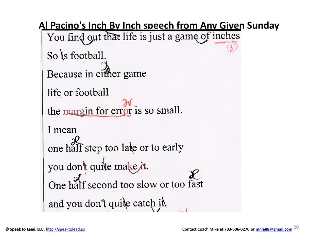 Any Given Sunday - Inch By Inch
